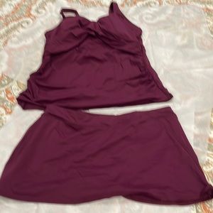 Lands' End Women's Swim Set in Burgundy